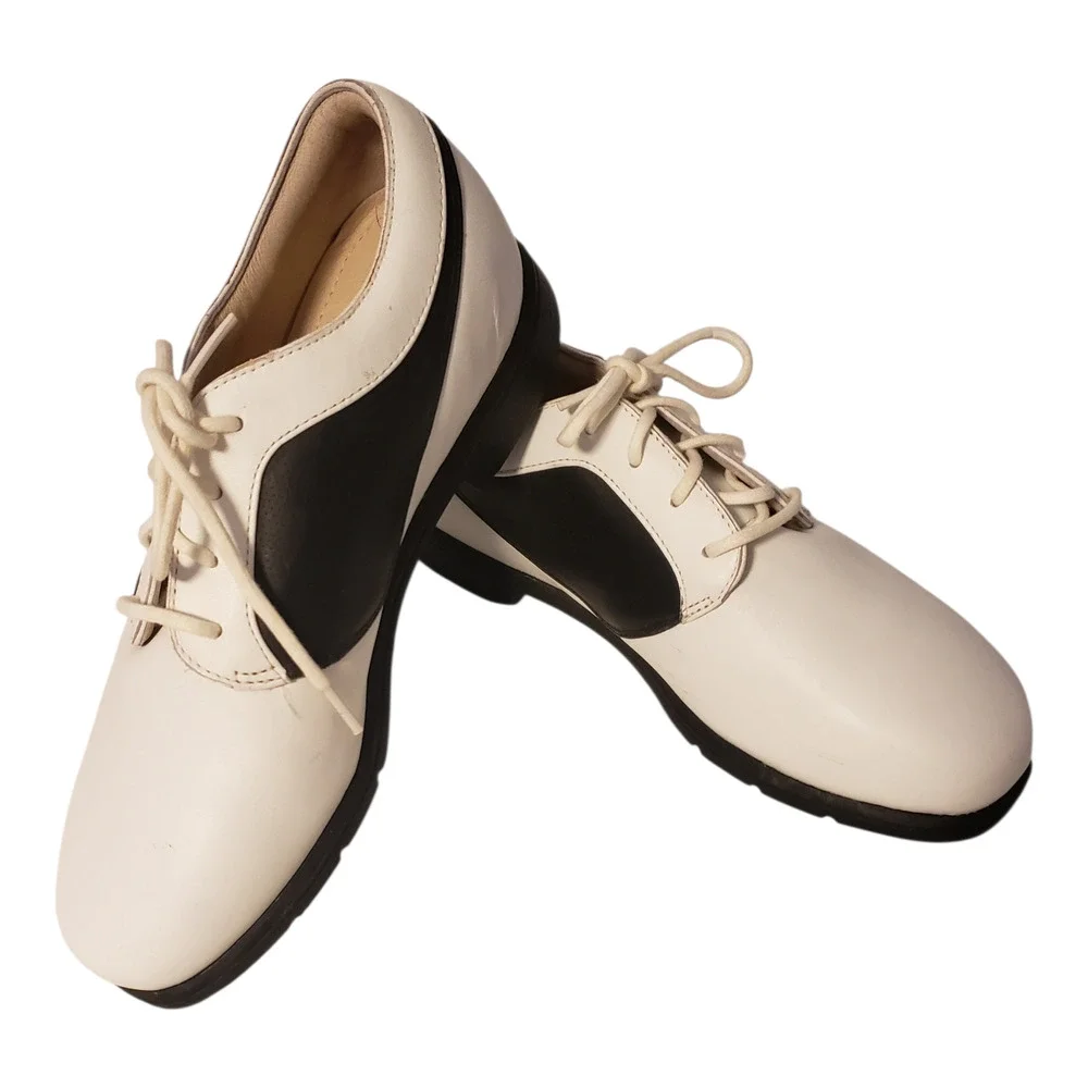 Nike Air Verdana Last Golf Shoes Wmn 6.5 White Black Leather Nike Golf New NWOB